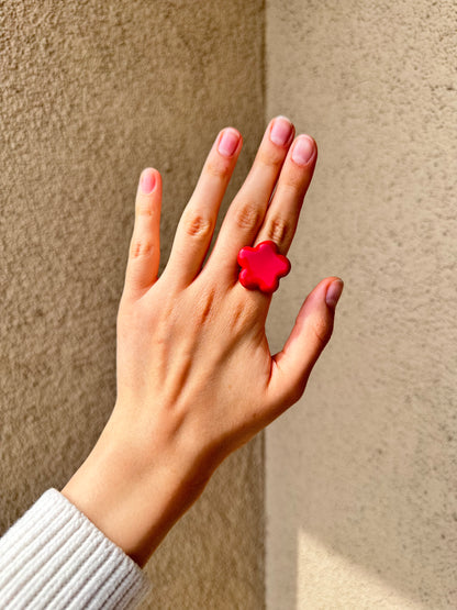 PIERŚCIONEK | CZERWONY KWIATEK
