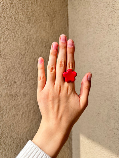 PIERŚCIONEK | CZERWONY KWIATEK